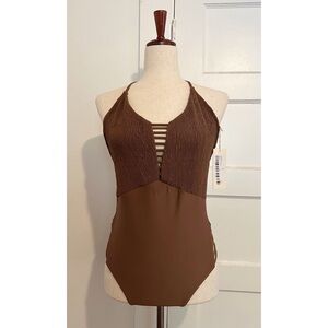 Tori Praver for Target NWT Brown One Piece Swimsuit L